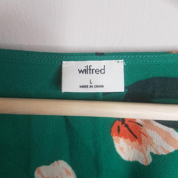 Aritzia Wilfred Lilia Green Floral Wrap Blouse - Picture 4 of 6